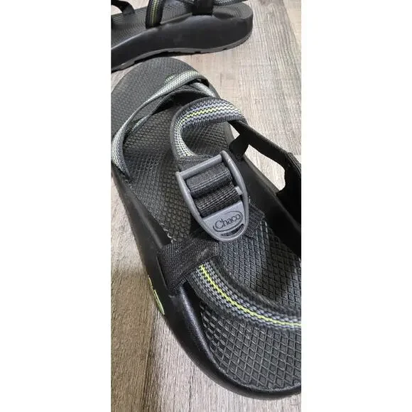 Chacos Mens Z1 Outdoor Sandal Adjustable Double Strapped Gray/Lime Green 13 - Picture 4 of 11